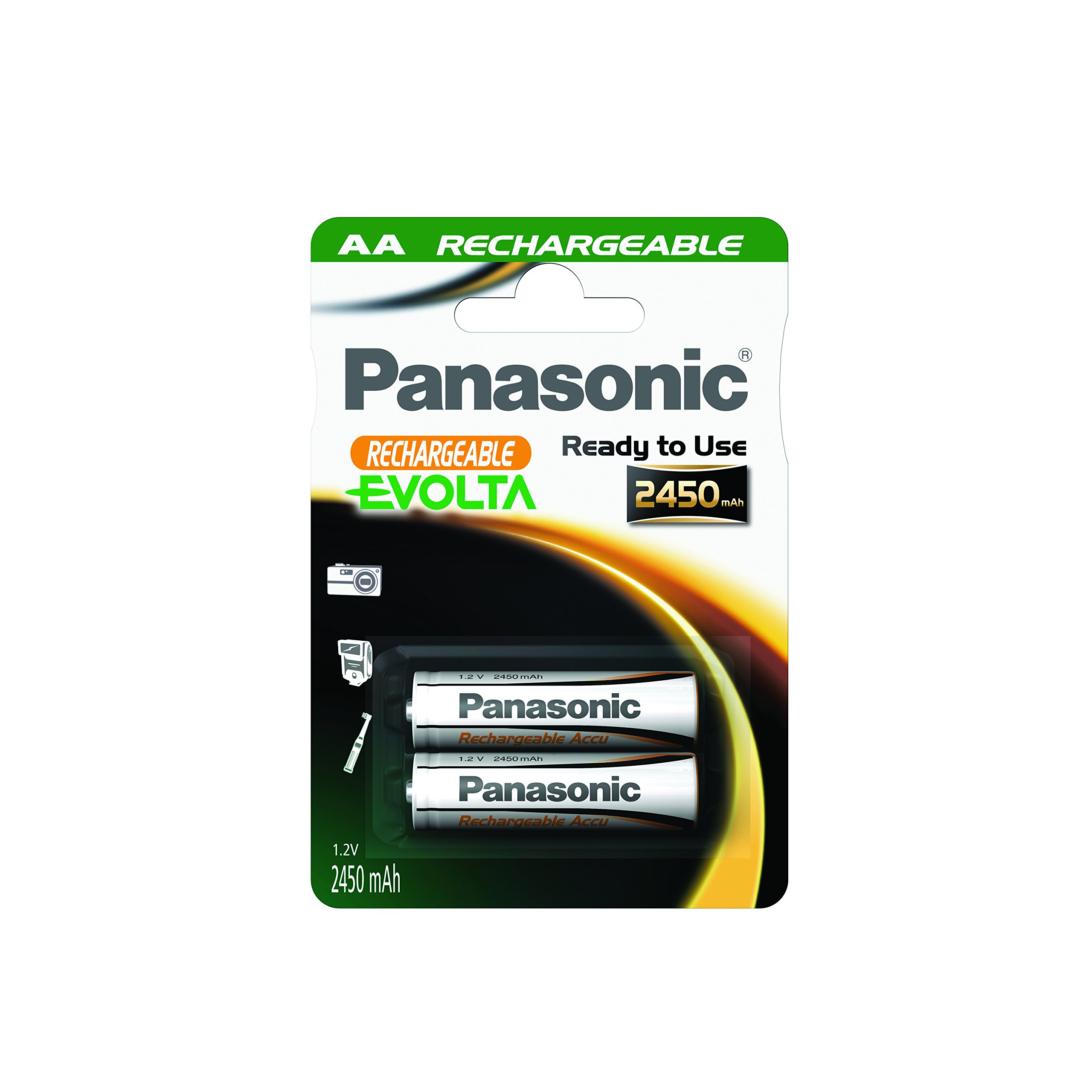 PANASONIC 1x2 Panasonic Akku NiMH Mignon AA 2450 mAh Rechargeable Evolta